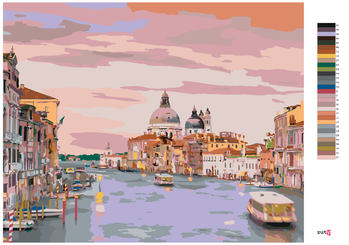 Tavla- måla själv efter numrering -Paint by Numbers - CANAL GRANDE VENICE ITALY