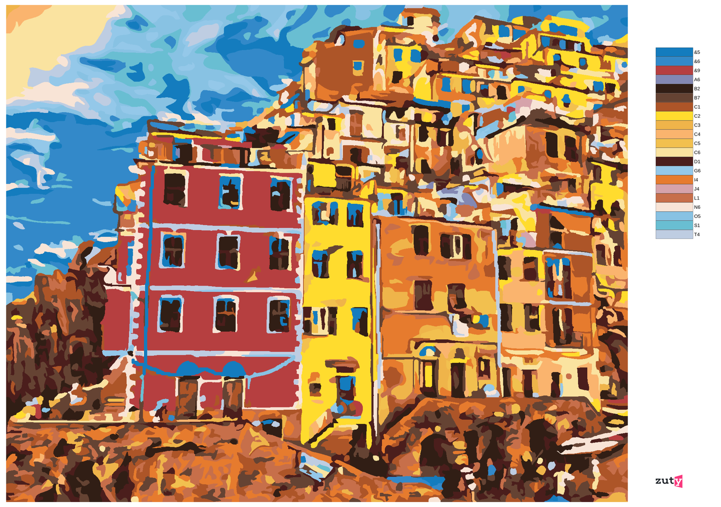 Måla tavlan själv efter numrering /Paint by Numbers - SUMMER RESORTS IN ITALY