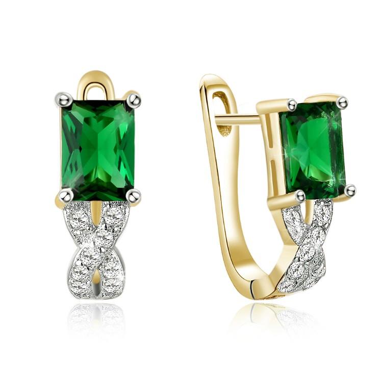 Simulated Emerald Twisted Leverback Earrings ITALY Design