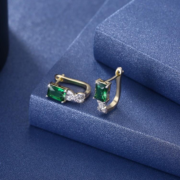 Simulated Emerald Twisted Leverback Earrings ITALY Design