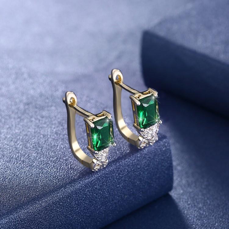 Simulated Emerald Twisted Leverback Earrings ITALY Design