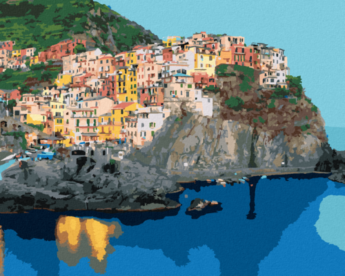 Måla själv efter numrering /Paint by Numbers - CITY ON A ROCK, ITALY (TED DAVIS)
