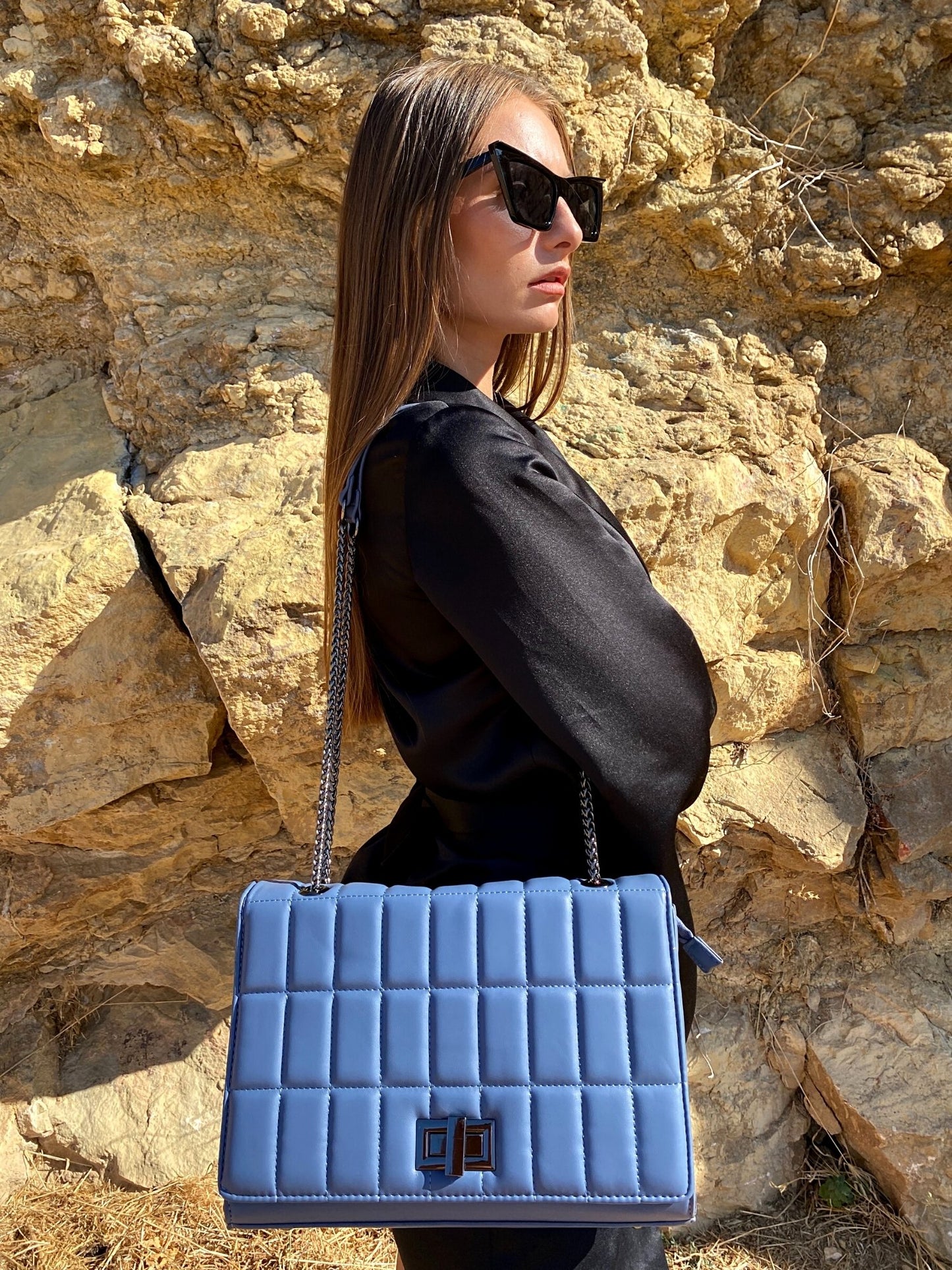 Väska - axelväska- Quilted Chain Strap Shoulder Bag