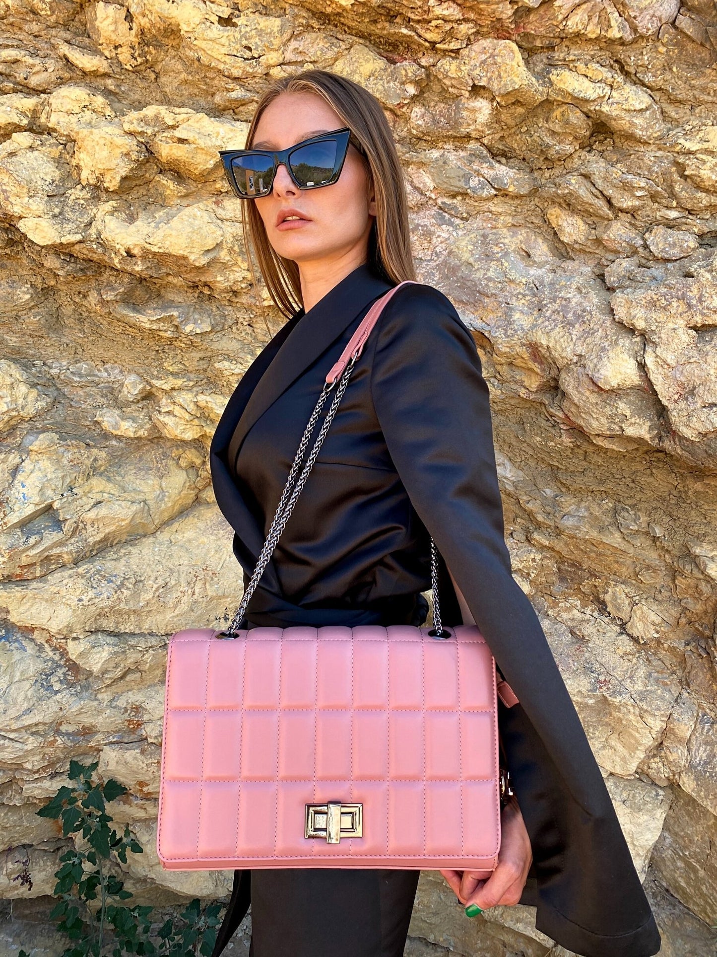 Väska - axelväska- Quilted Chain Strap Shoulder Bag