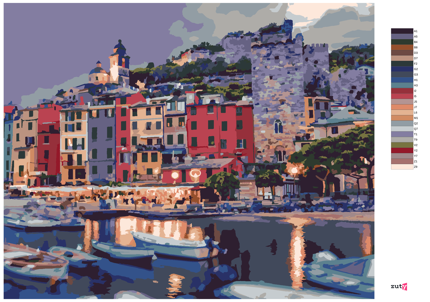 Måla själv efter numrering /Paint by Numbers - PORTOVENERE IN ITALY