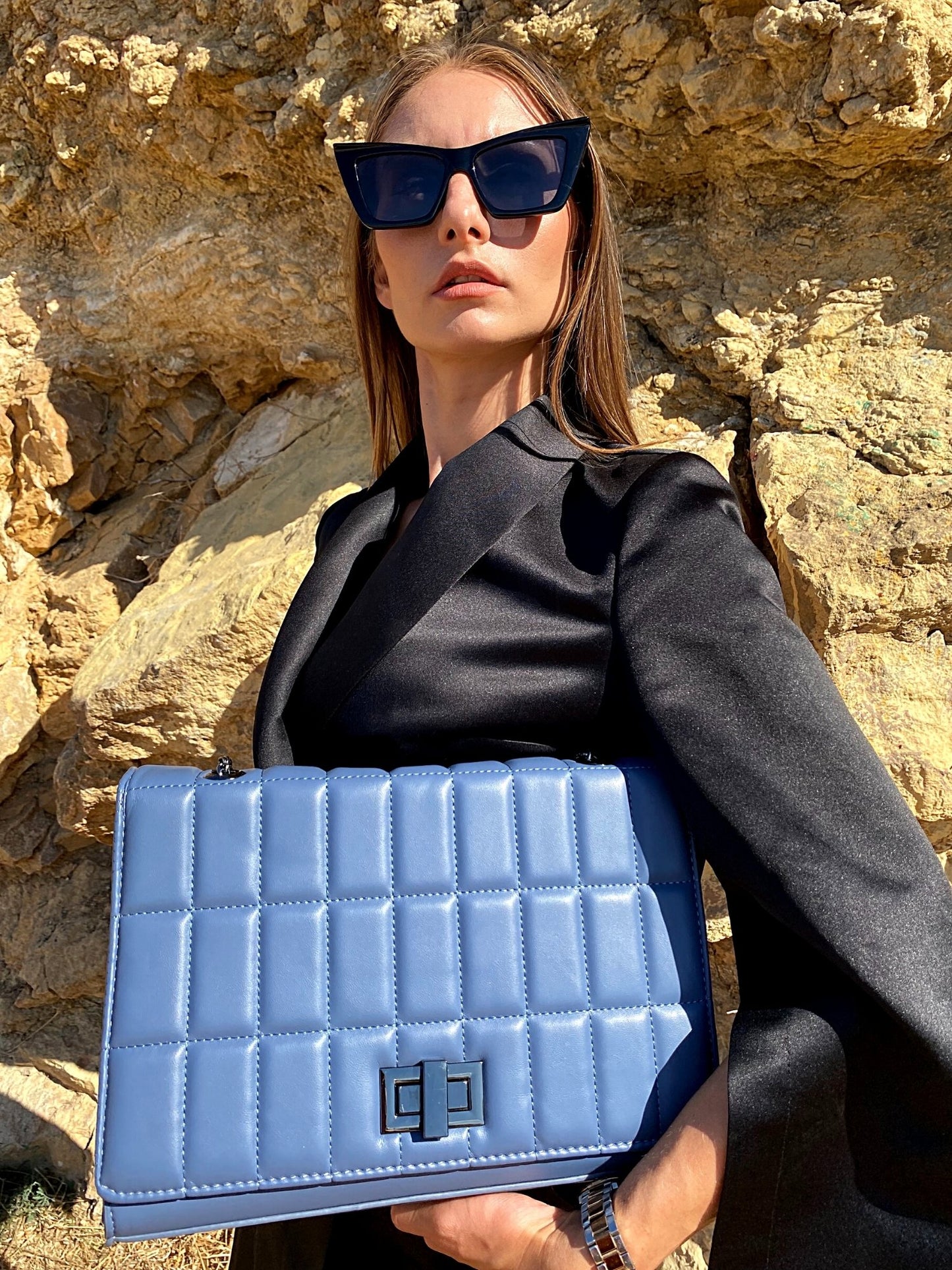 Väska - axelväska- Quilted Chain Strap Shoulder Bag