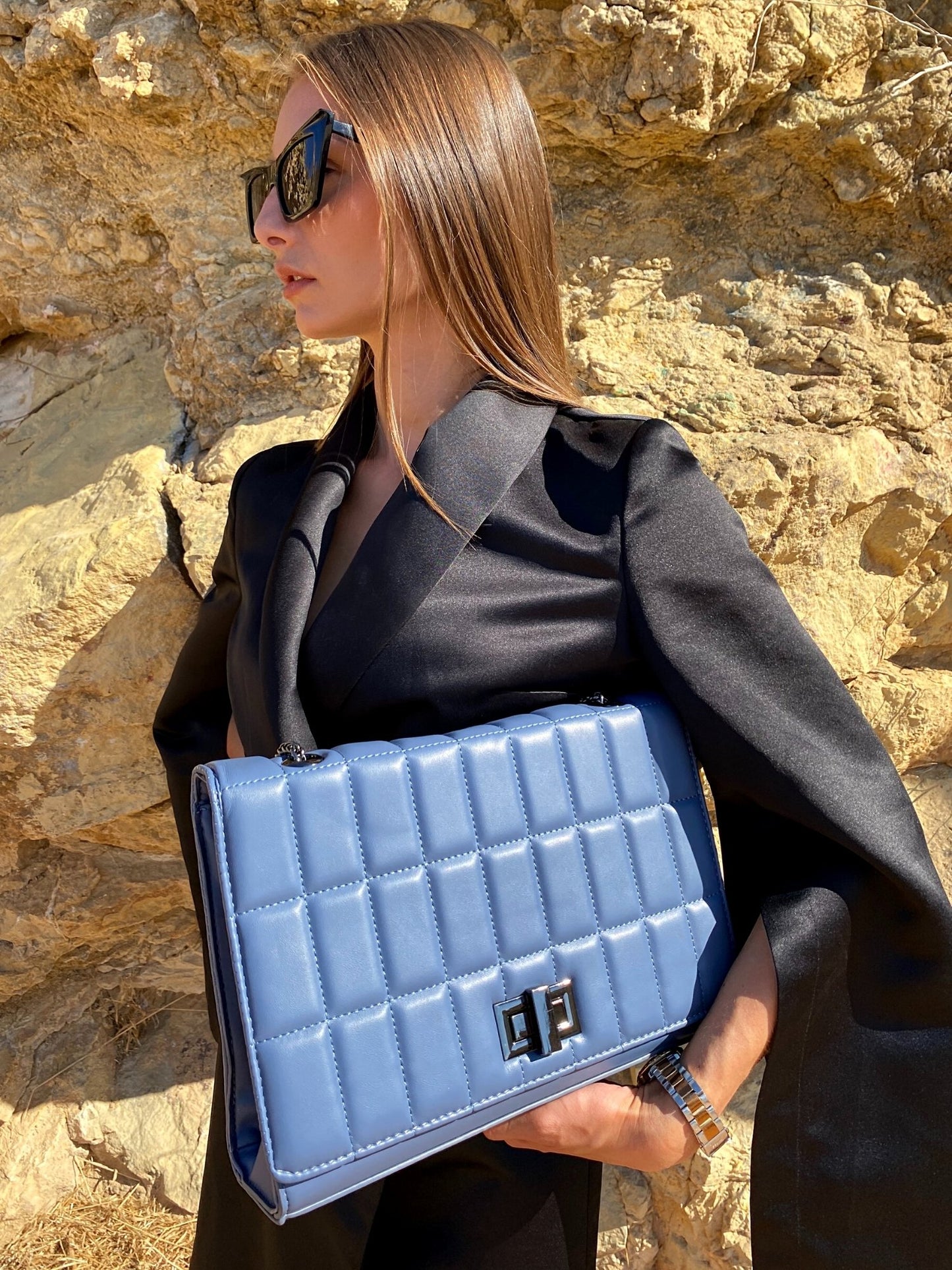 Väska - axelväska- Quilted Chain Strap Shoulder Bag