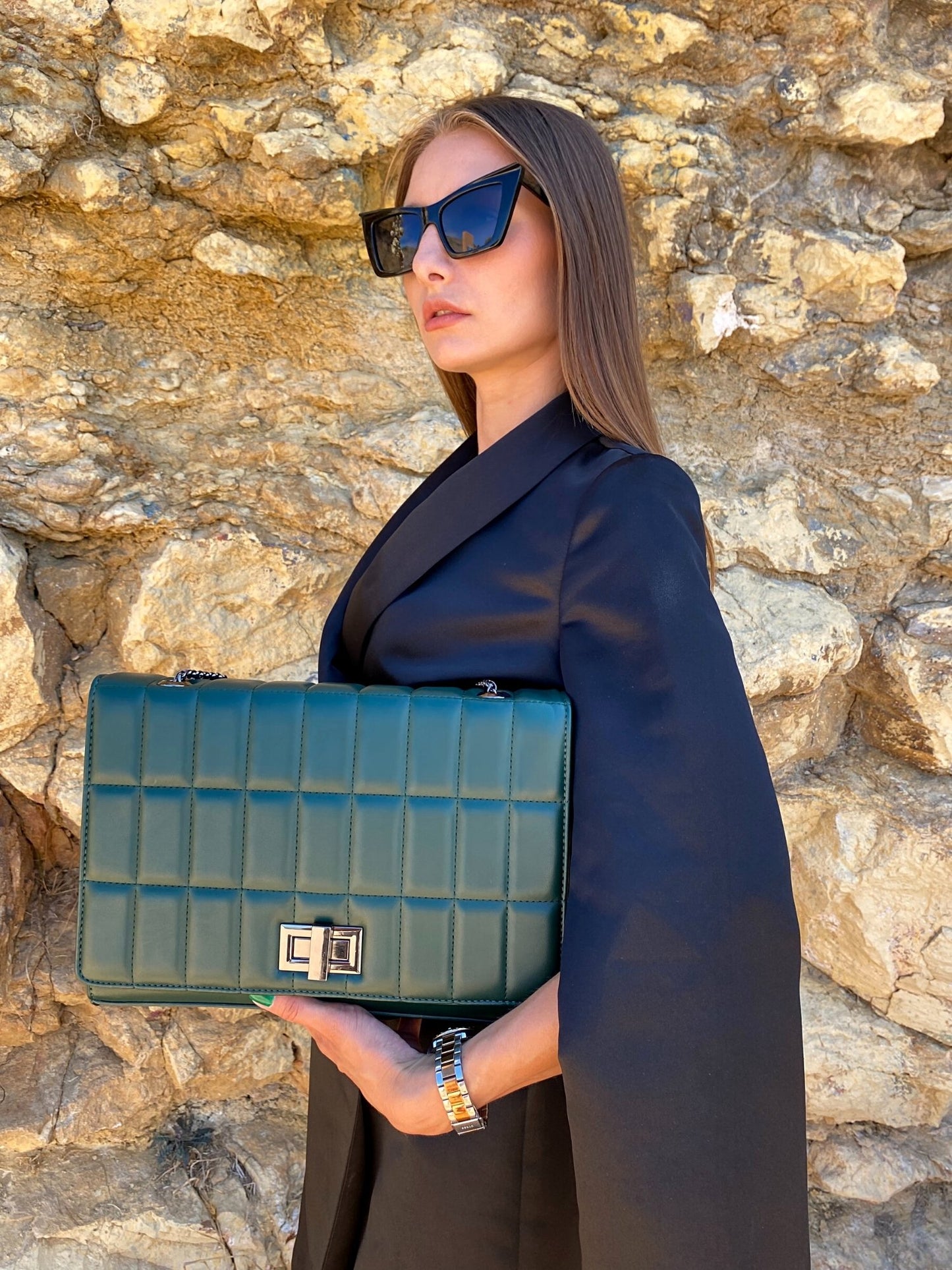 Väska - axelväska- Quilted Chain Strap Shoulder Bag