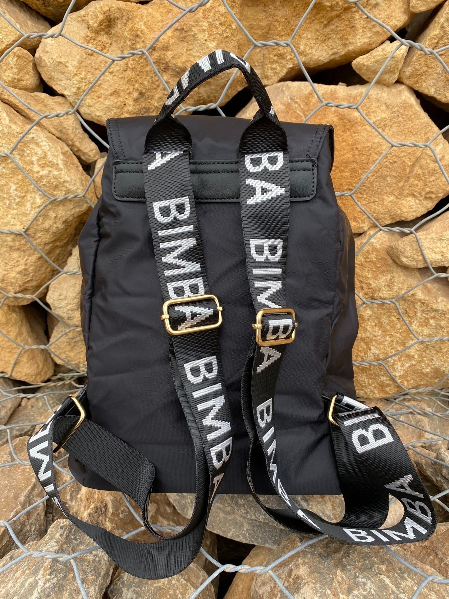 Ryggsäck- Svart ryggsäck- Belted Blue Backpack