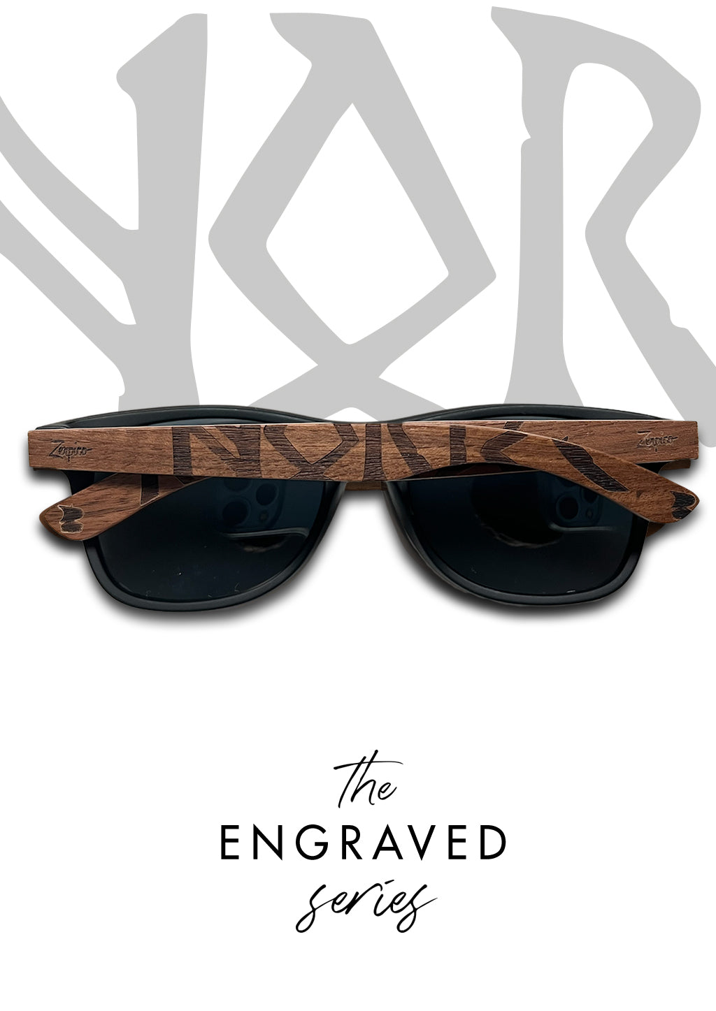 Solglasögon / Eyewood | Engraved wooden sunglasses - Viking Runes - Suomi