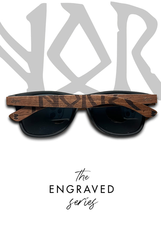Solglasögon / Eyewood | Engraved wooden sunglasses - Viking Runes - Suomi