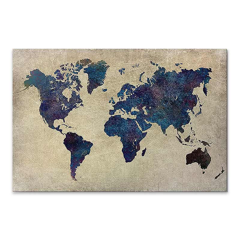 Tavla- Painting on Canvas WORLD IN Blue digital printing 75x50x3cm