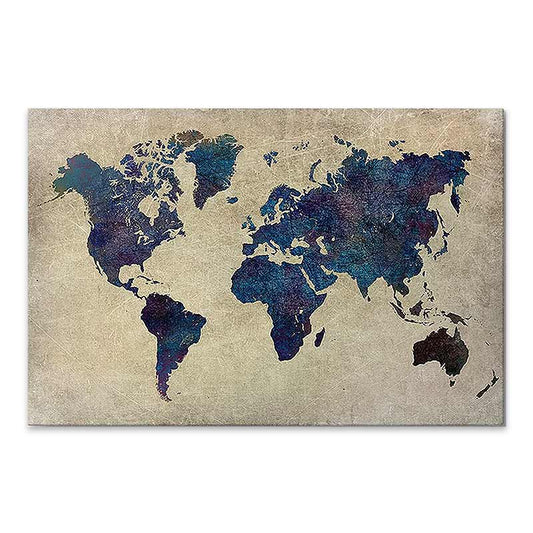 Tavla- Painting on Canvas WORLD IN Blue digital printing 75x50x3cm