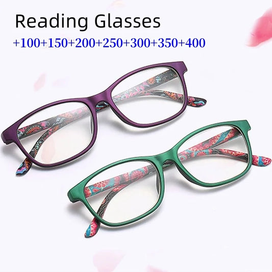 Läsglasögon dam / Fashion Women Reading Glasses Flower Print Resin Read Eyeglasses