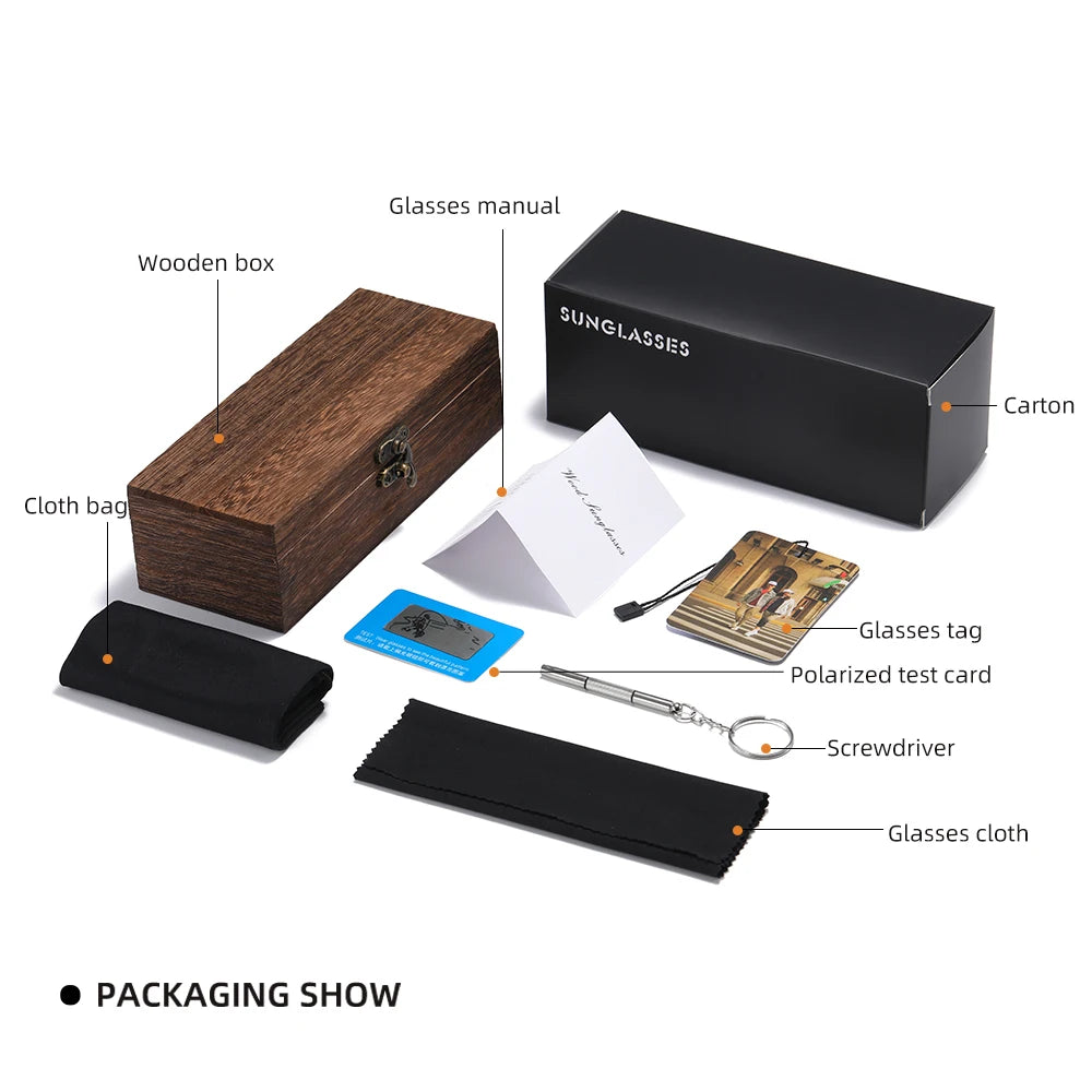 Solglasögon / GM Natural Bamboo Wooden Sunglasses Handmade Polarized Glasses Mirror