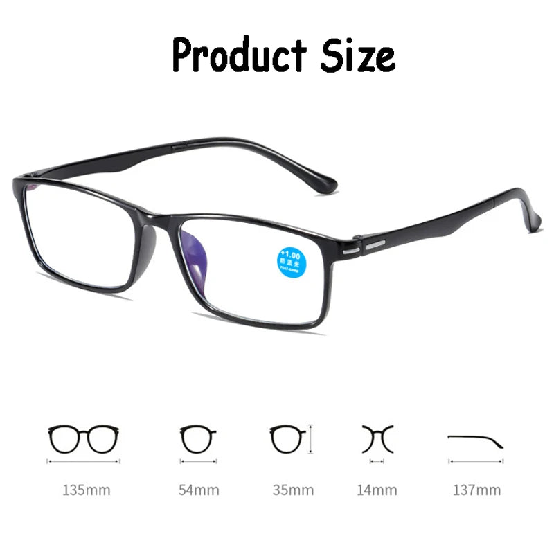 Läsglasögon / Ultralight TR90 Frame Anti Blue Light Reading Glasses Diopter +1.0