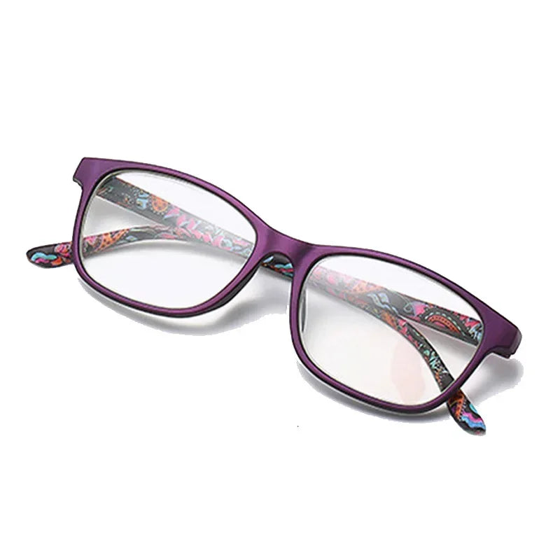 Läsglasögon dam / Fashion Women Reading Glasses Flower Print Resin Read Eyeglasses