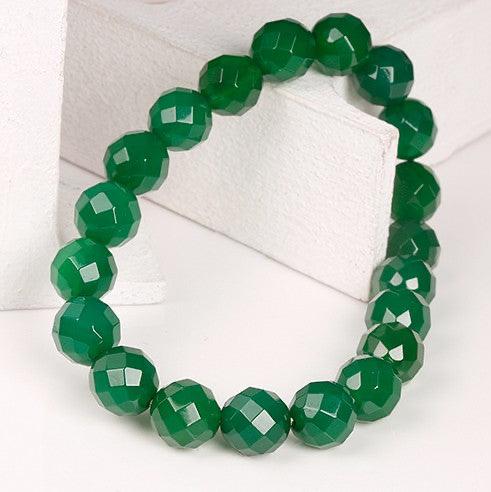 Armband grön / Stylish green agate: faceted bracelet for natural harmony