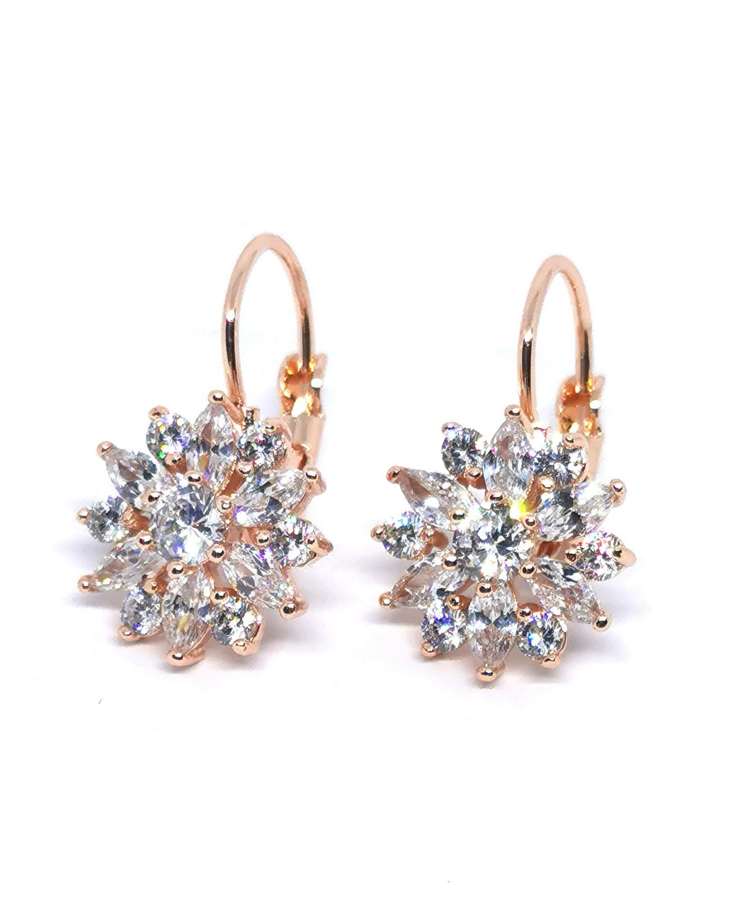 Öronhängen /Diamond Sunflower Huggies Earrings 18 Karats Gold Plated