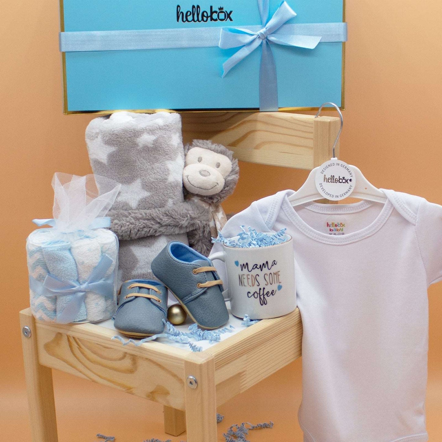 Baby presentbox / Hellobox Geschenke für neugeborene mit Babydecke, Kuscheltier (17