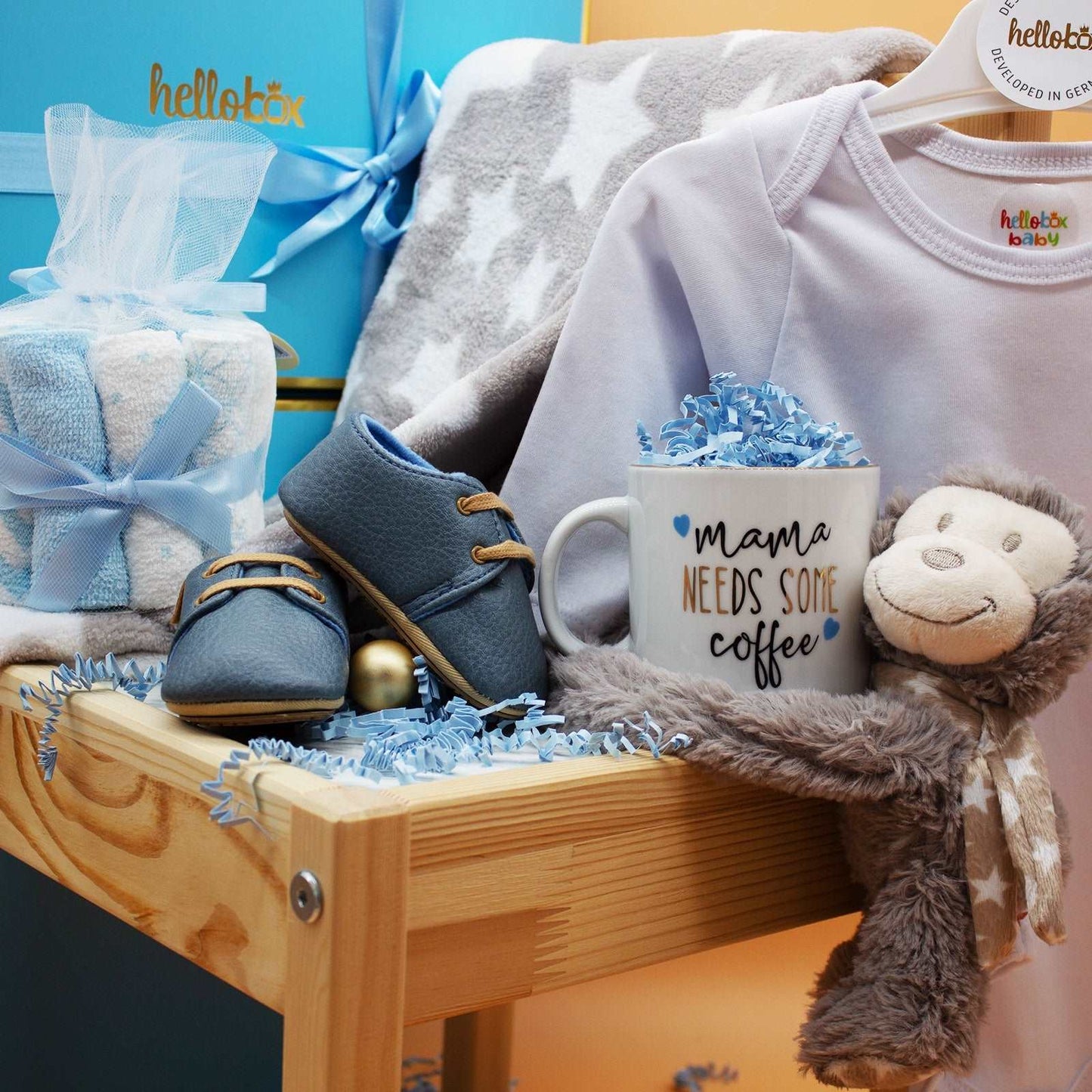 Baby presentbox / Hellobox Geschenke für neugeborene mit Babydecke, Kuscheltier (17