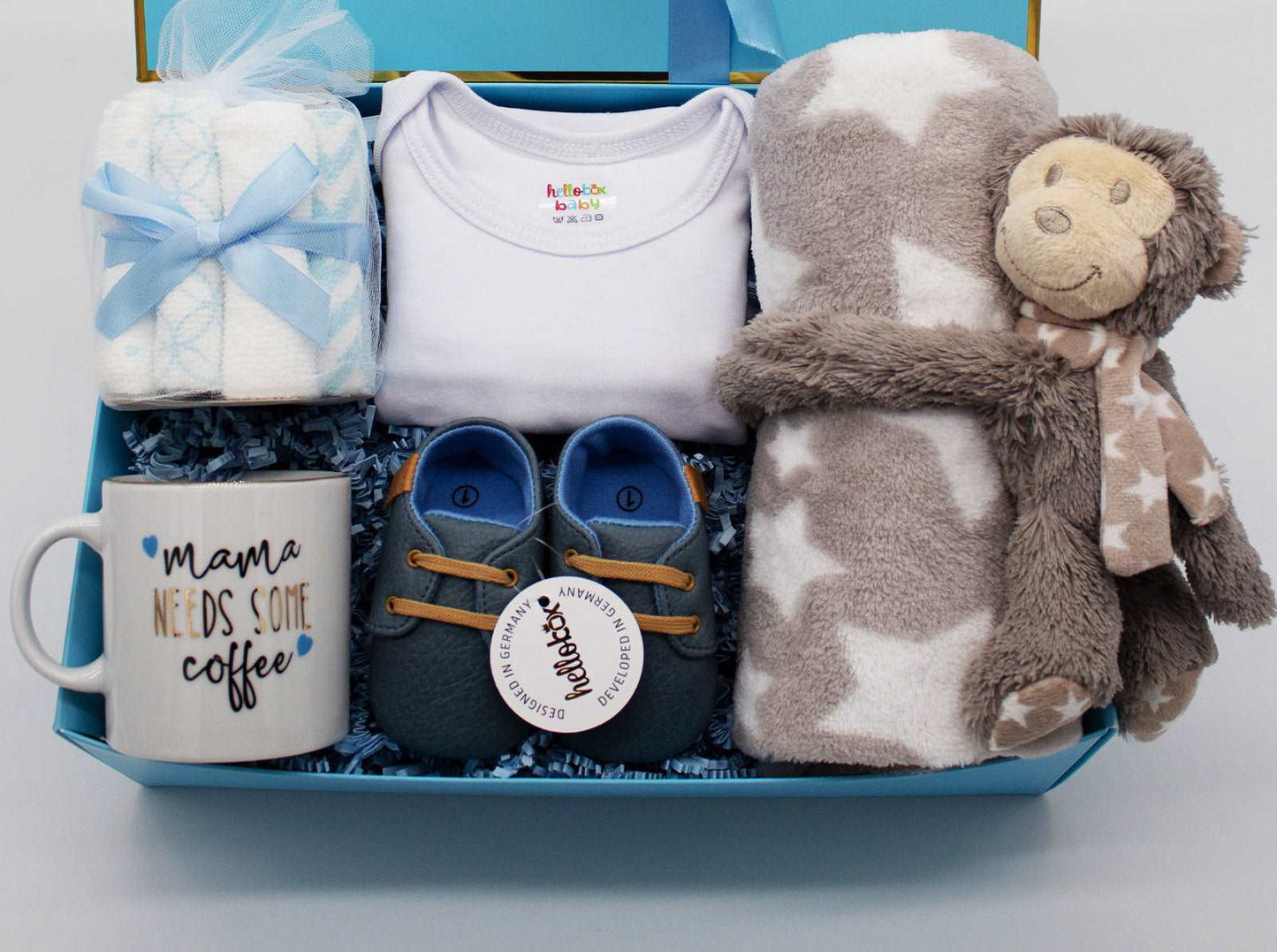 Baby presentbox / Hellobox Geschenke für neugeborene mit Babydecke, Kuscheltier (17